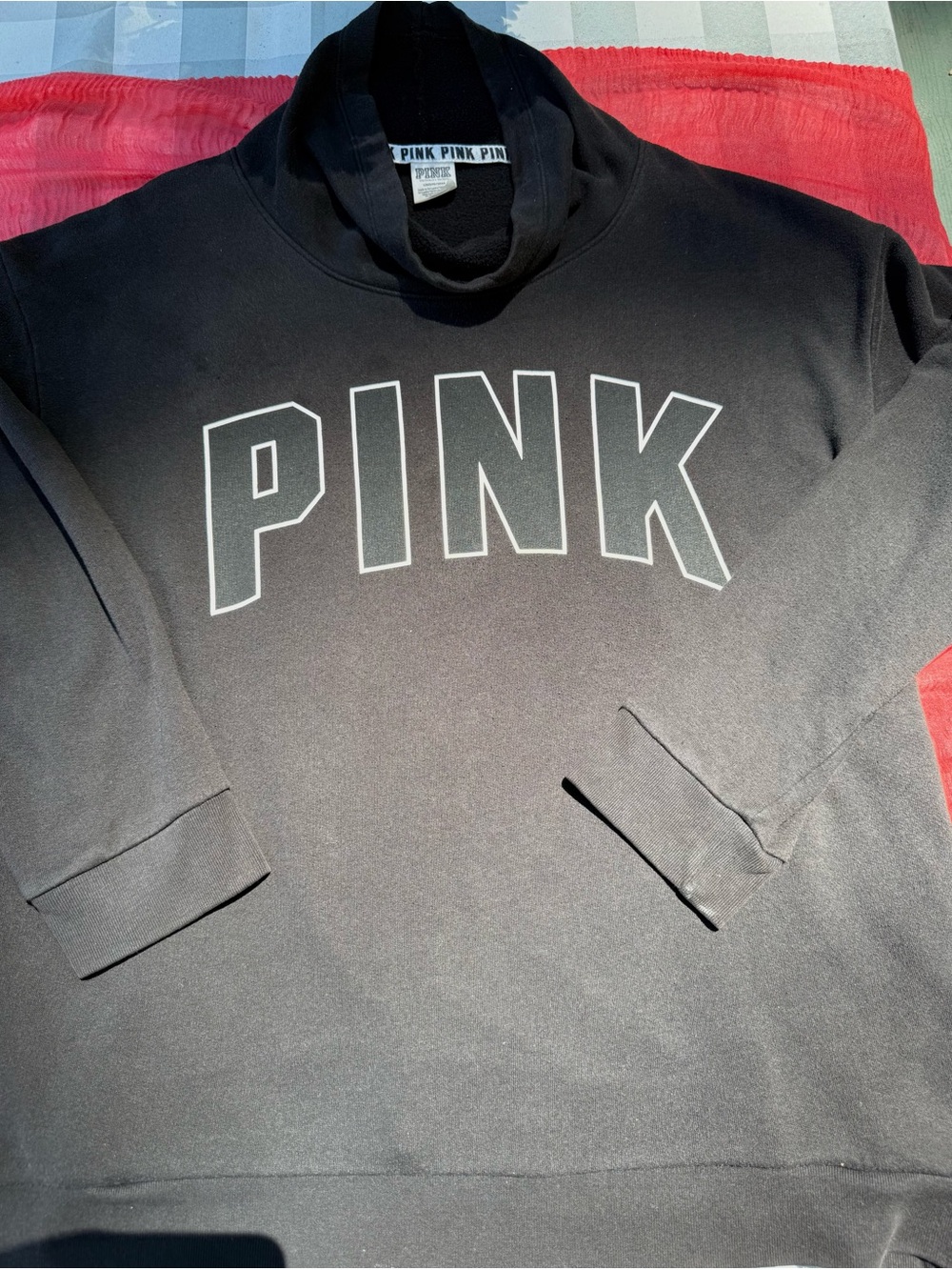 PINK Victoria's Secret Black Sweatshirt with White Outline Logo